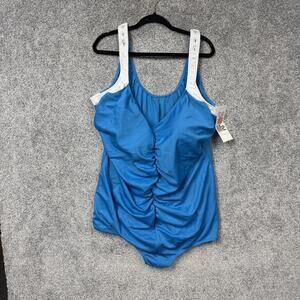 Vtg 90s THE One Piece Swimsuit 30W Plus Tummy Slimmer Classic Summer Swimwear